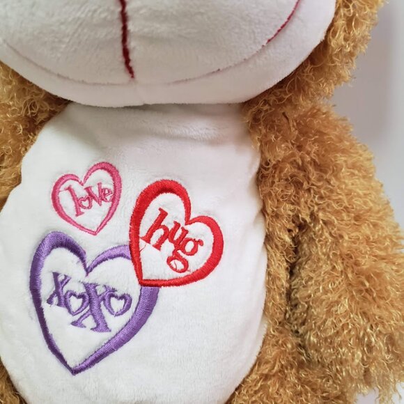 Walmart Happy Valentine's Bear Plush Stuffed Animal Brown Curly Fur Big Red Nose - Picture 3 of 9